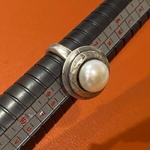 Handmade Silver Pearl Dome Ring Size 8